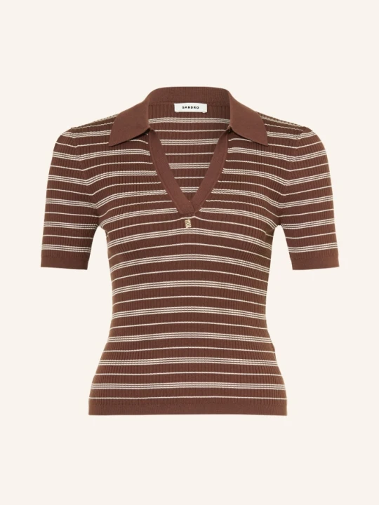 Zdjęcie produktu Sandro Dzianinowa Koszulka Polo braun brązowy