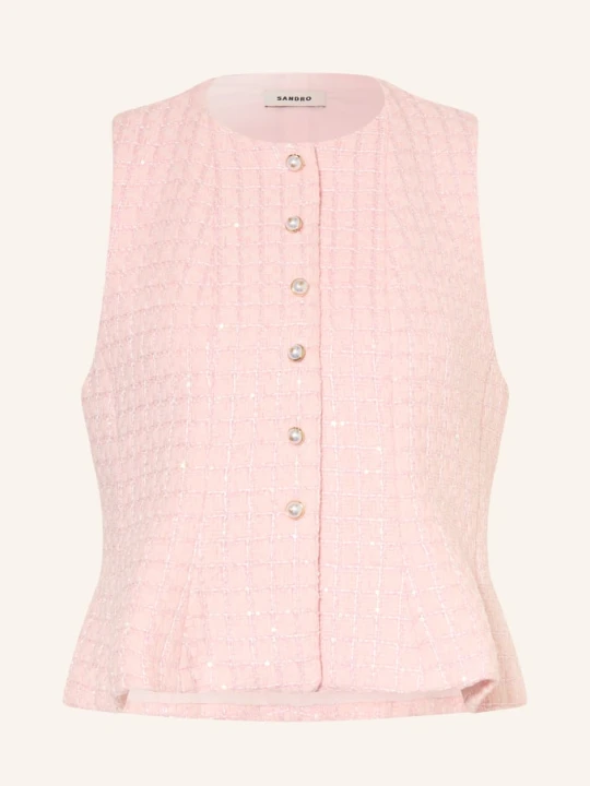 Zdjęcie produktu Sandro Kamizelka Bouclé Z Cekinami pink