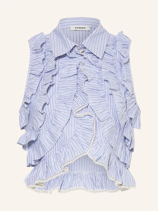 Zdjęcie produktu Sandro Krótka Bluzka Z Falbanami blau beżowy