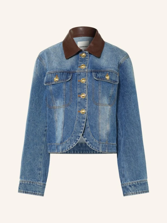 Zdjęcie produktu Sandro Kurtka Dżinsowa Z Wstawkami Skórzanymi blau 4785 BLUE JEAN