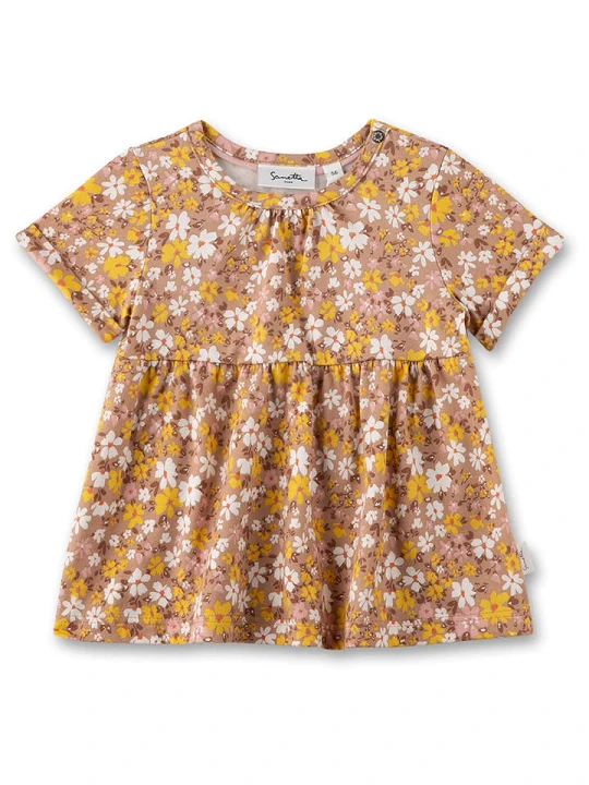 Zdjęcie produktu Sanetta Kidswear Sukienka w kolorze jasnobrązowo-jasnoróżowo-żółtym rozmiar: 86