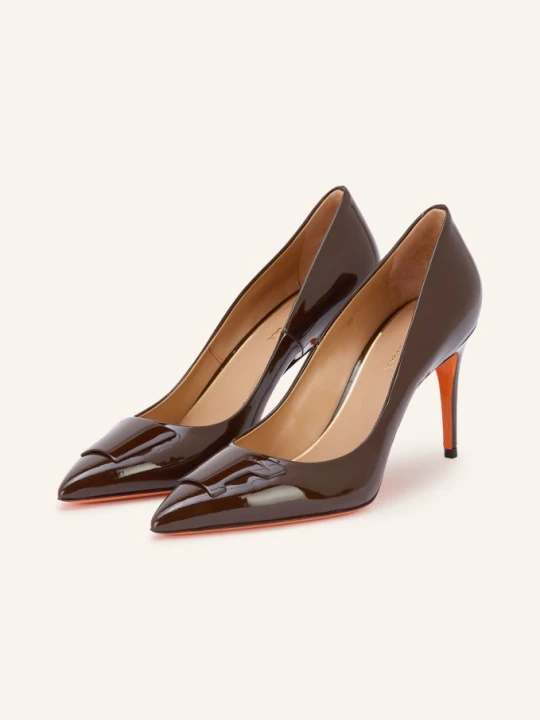 Zdjęcie produktu Santoni Lakierowane Czółenka Sibi braun CIEMNOBRĄZOWY