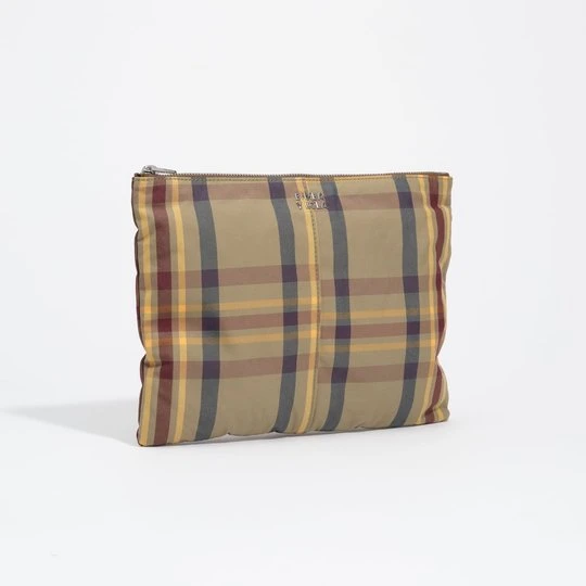 Zdjęcie produktu Saszetka żakard tartan khaki burgund BIMBA Y LOLA