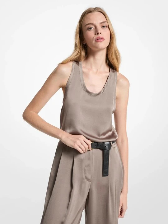Zdjęcie produktu Satynowa koszulka na ramiączkach o fasonie bokserki Michael Kors