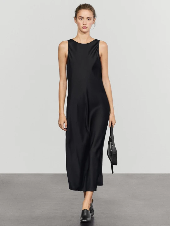 Zdjęcie produktu Sukienka Średniej Długości Satynowy - Niebieski - Massimo Dutti - Female