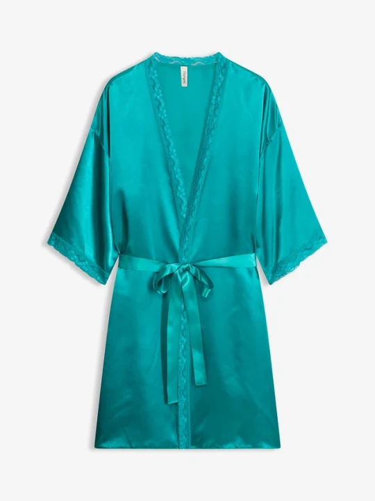 Zdjęcie produktu Satynowe kimono BonPrix zielony