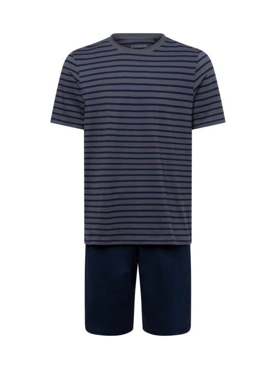 Zdjęcie produktu Schiesser Piżama - Casual Essential Mężczyźni Bawełna niebieski|szary