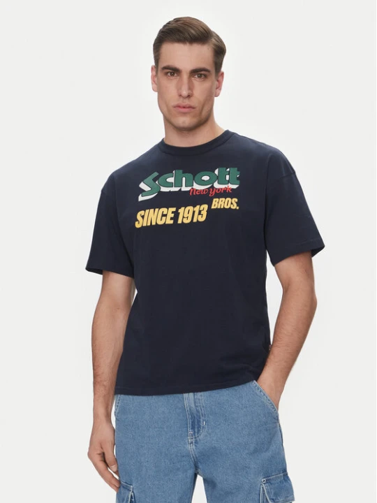 Zdjęcie produktu Schott NYC T-Shirt TSTRAVIS Granatowy Regular Fit