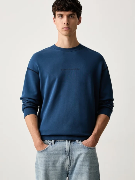 Zdjęcie produktu Scotch & Soda bluza z kapturem męska bawełniana niebieski
