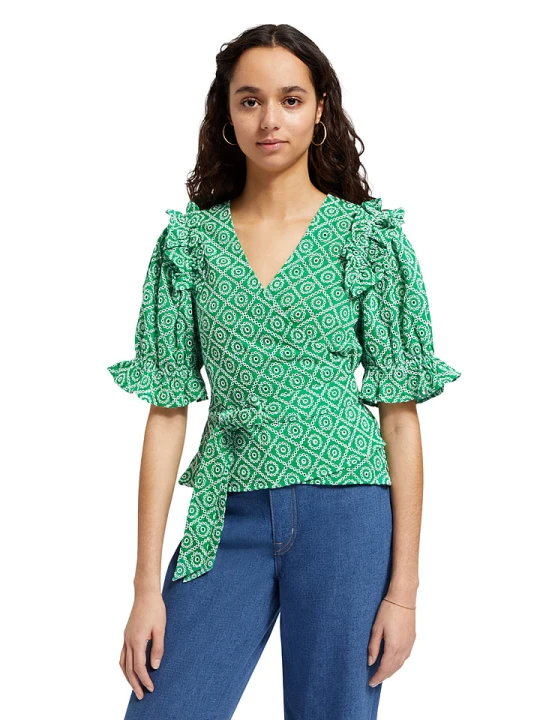 Zdjęcie produktu Scotch & Soda Bluzka w kolorze zielono-białym rozmiar: 40