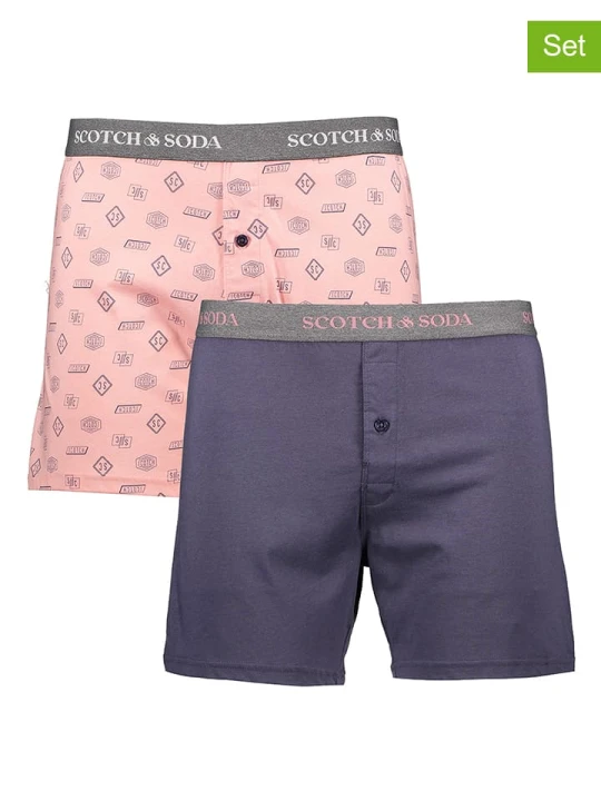 Zdjęcie produktu Scotch & Soda Bokserki (2 pary) w kolorze jasnoróżowym i granatowym rozmiar: M