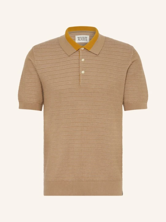 Zdjęcie produktu Scotch & Soda Dzianinowa Koszulka Polo beige BRĄZOWY