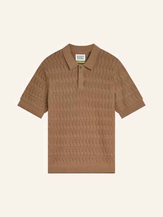 Zdjęcie produktu Scotch & Soda Dzianinowa Koszulka Polo Regular Fit braun CAMELOWY