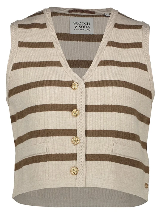 Zdjęcie produktu Scotch & Soda Kamizelka dzianinowa w kolorze kremowo-brązowym rozmiar: XL