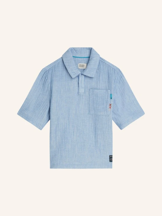 Zdjęcie produktu Scotch & Soda Koszulka Polo Z Muślinu blau JASNONIEBIESKI