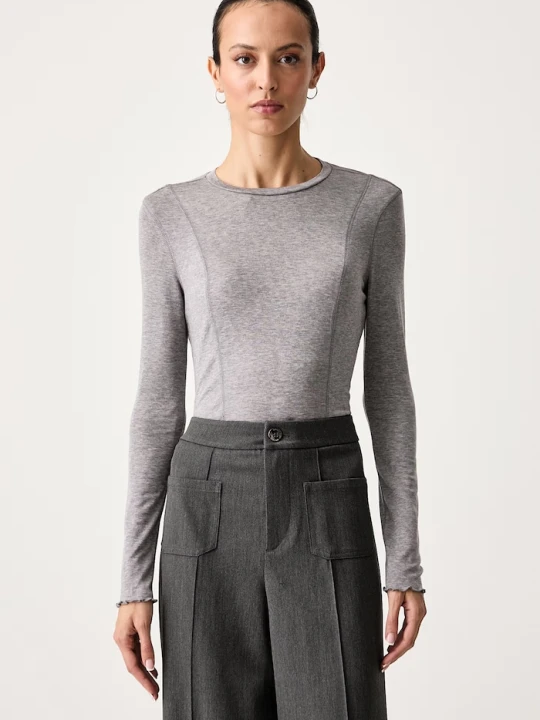 Zdjęcie produktu Scotch & Soda longsleeve damski z dodatkiem wełny szary