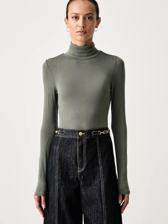 Zdjęcie produktu Scotch & Soda longsleeve damski z lyocellu zielony