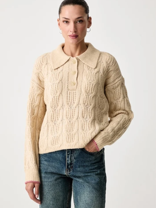 Zdjęcie produktu Scotch & Soda sweter damski z dodatkiem wełny beżowy