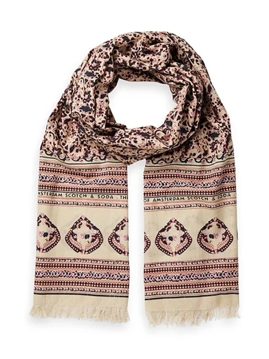 Zdjęcie produktu Scotch & Soda Szal w kolorze beżowo-jasnoróżowym rozmiar: onesize