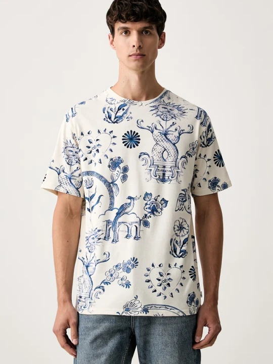 Zdjęcie produktu Scotch & Soda T-shirt męski bawełniany beżowy