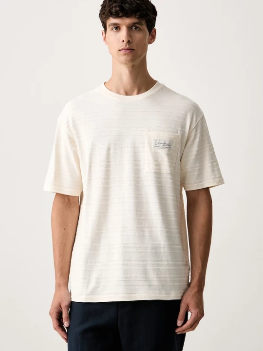 Zdjęcie produktu Scotch & Soda T-shirt męski bawełniany beżowy