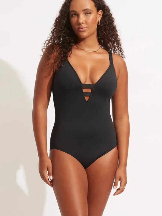 Zdjęcie produktu Seafolly strój kąpielowy jednoczęściowy damski Deep V czarny