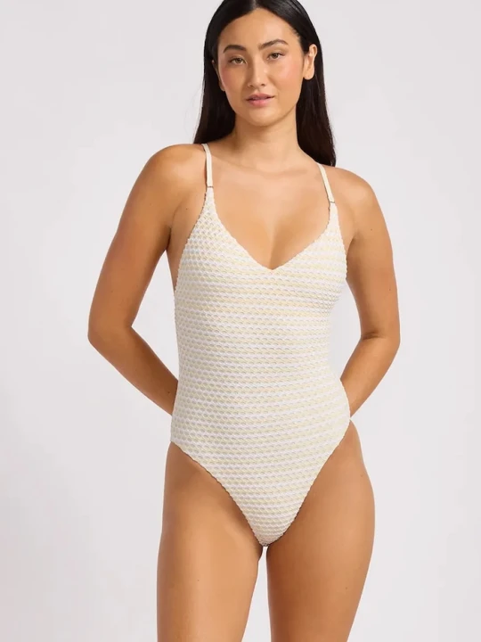 Zdjęcie produktu Seafolly strój kąpielowy jednoczęściowy damski V Neck beżowy