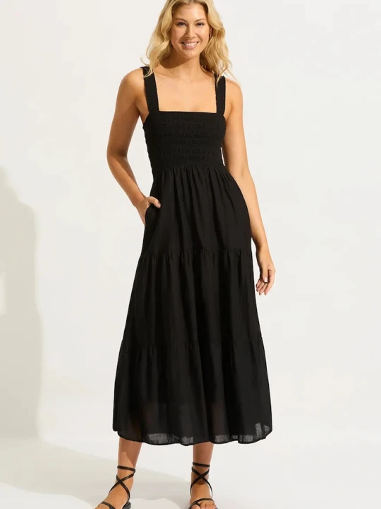 Zdjęcie produktu Seafolly sukienka bawełniana Faithful Midi Dress czarny