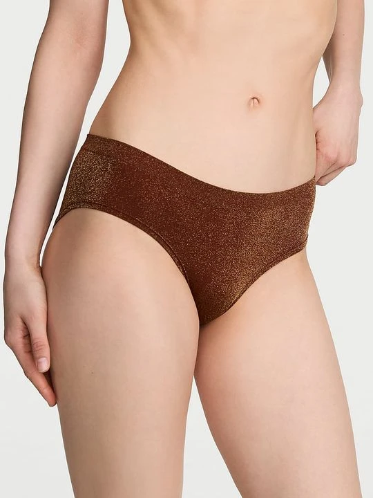 Zdjęcie produktu Seamless Majtki z błyszczącego materiału Shimmer Hiphugger Victoria's Secret Brązowy