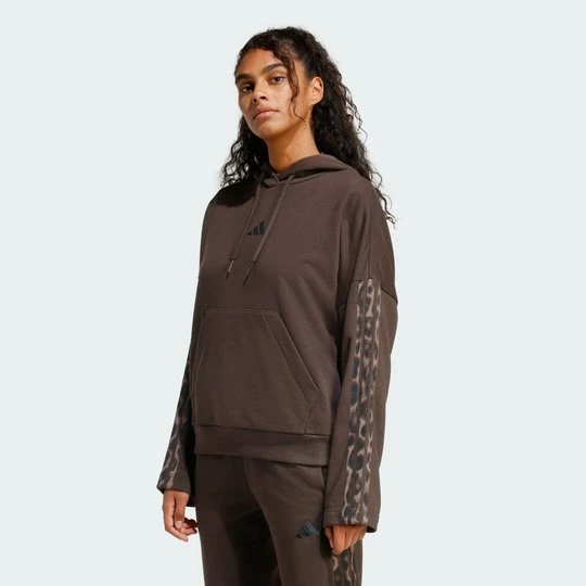 Zdjęcie produktu Seasonal Essentials Leopard Print French Terry Hoodie with 3-Stripes Adidas