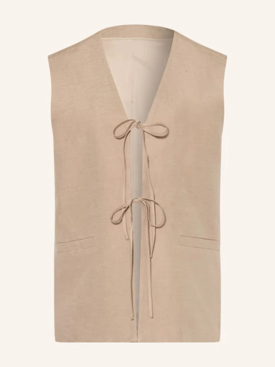 Zdjęcie produktu Selected Kamizelka Z Lnem beige JASNOBRĄZOWY