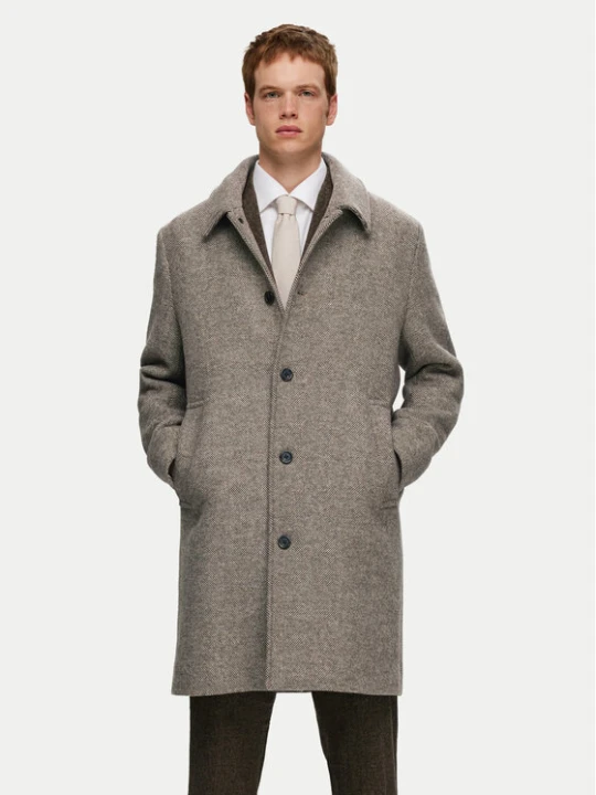 Zdjęcie produktu Selected Homme Płaszcz wełniany 16089348 Beżowy Regular Fit