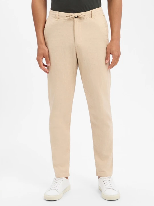 Zdjęcie produktu Selected Spodnie z zawartością lnu - SLH172-Slimtape Brody Mężczyźni Bawełna beżowy