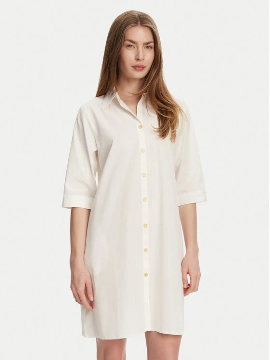 Zdjęcie produktu Selmark Sukienka koszulowa BM033 Écru Relaxed Fit Kremowy