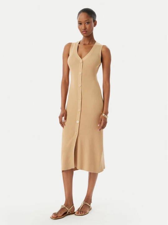 Zdjęcie produktu Selmark Sukienka plażowa BO796 Beżowy jasny Slim Fit