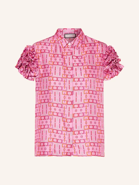 Zdjęcie produktu Sem Per Lei Jedwabna Bluzka Z Falbanami pink