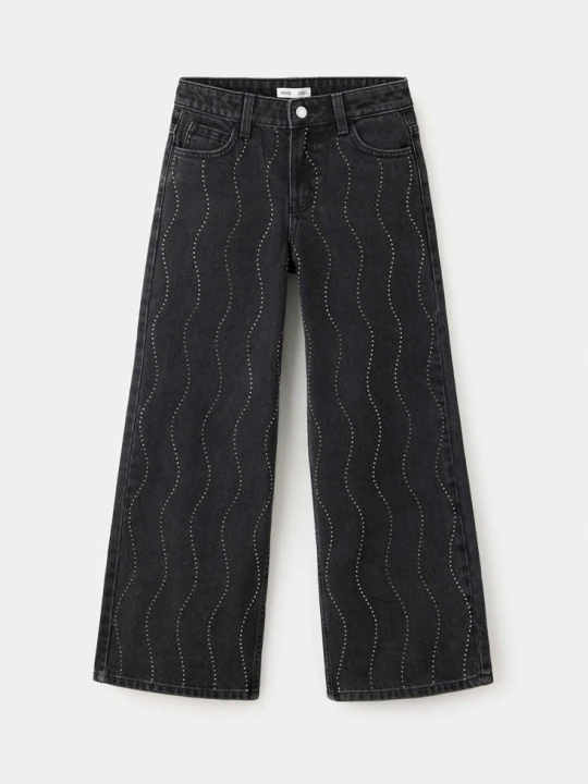 Zdjęcie produktu Jeansy wide leg ze zdobieniami black denim - Dzieci - MANGO KIDS