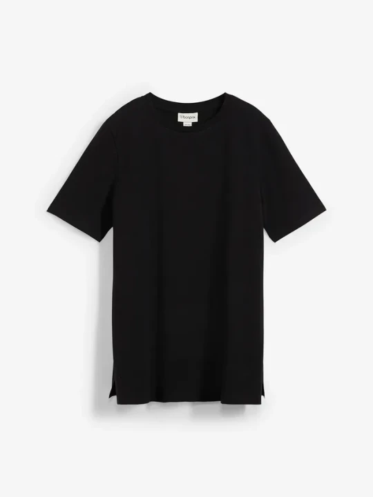 Zdjęcie produktu Shirt ciążowy i do karmienia piersią z bawełny organicznej, z rozcięciami po bokach BonPrix czarny