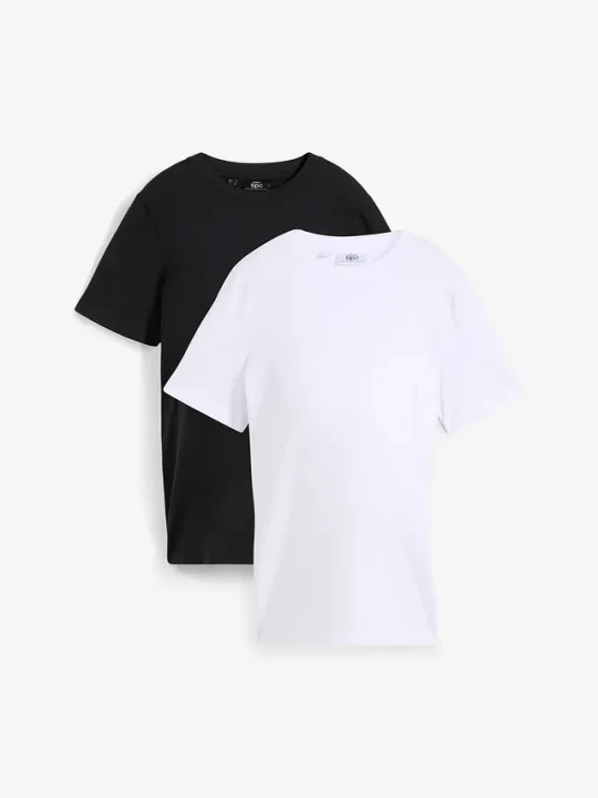 Zdjęcie produktu Shirt ciążowy z bawełny organicznej (2 szt.) BonPrix czarny