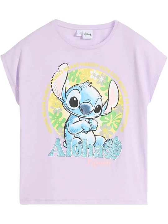 Zdjęcie produktu Shirt dziewczęcy Disney Stitch BonPrix fioletowy