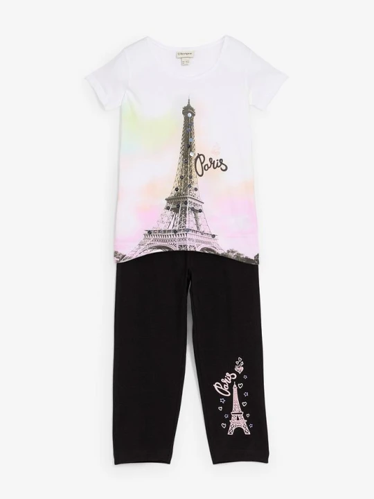 Zdjęcie produktu Shirt + legginsy 3 / 4 (2 części), z czystej bawełny organicznej BonPrix biały
