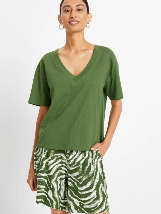 Zdjęcie produktu Shirt oversize z czystej bawełny organicznej BonPrix zielony