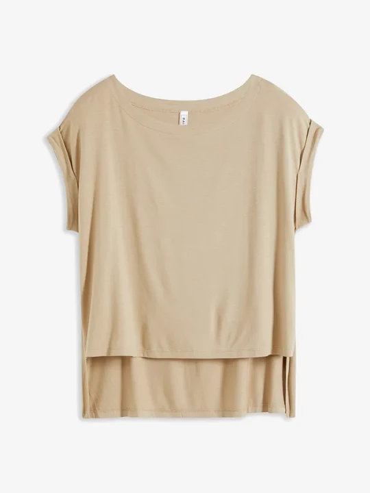 Zdjęcie produktu Shirt oversized z lejącej wiskozy BonPrix beżowy