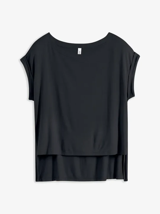 Zdjęcie produktu Shirt oversized z lejącej wiskozy BonPrix czarny
