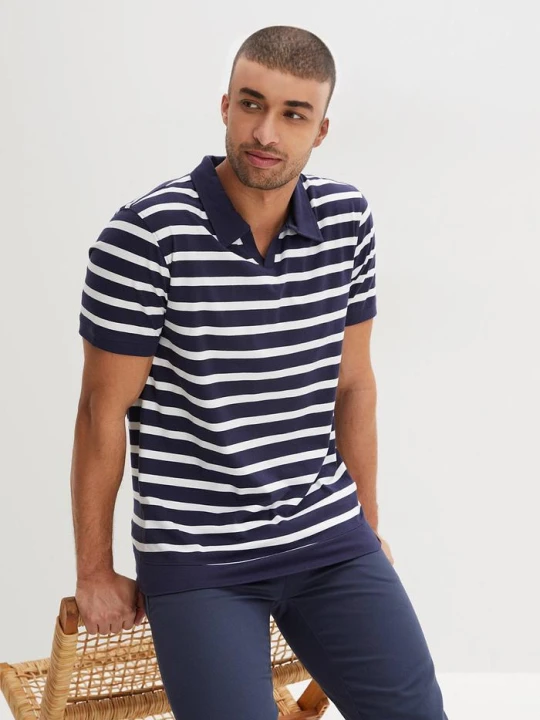Zdjęcie produktu Shirt polo z bawełny organicznej BonPrix niebieski