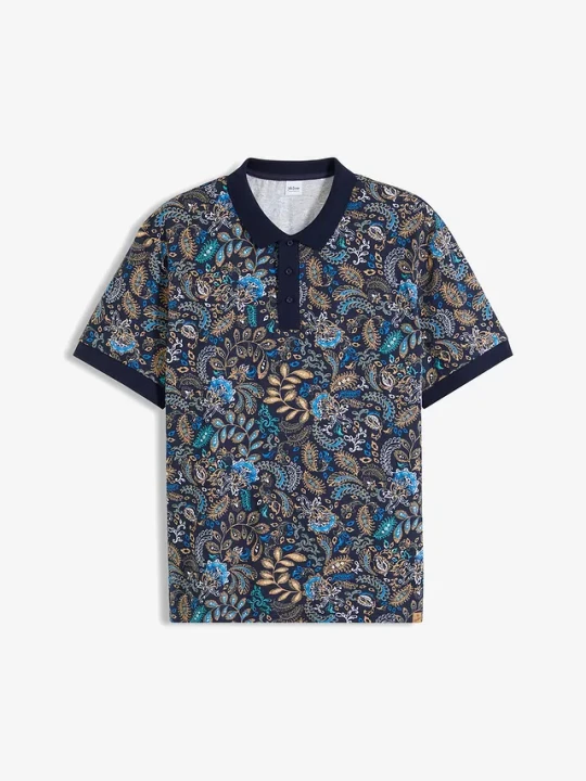 Zdjęcie produktu Shirt polo z bawełny organicznej, krótki rękaw BonPrix niebieski