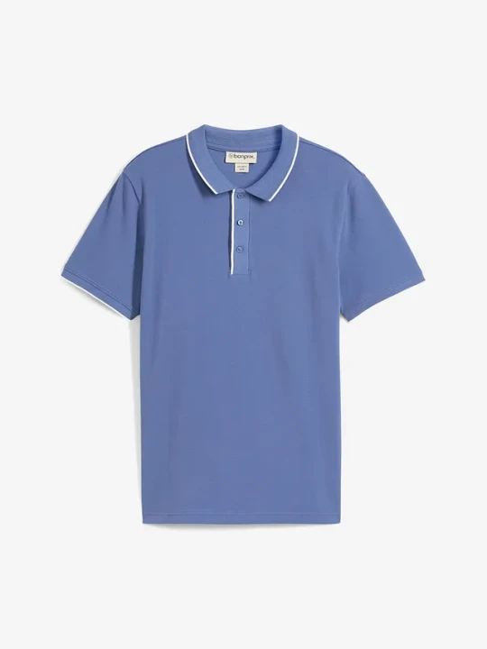 Zdjęcie produktu Shirt polo z czystej bawełny pique BonPrix niebieski