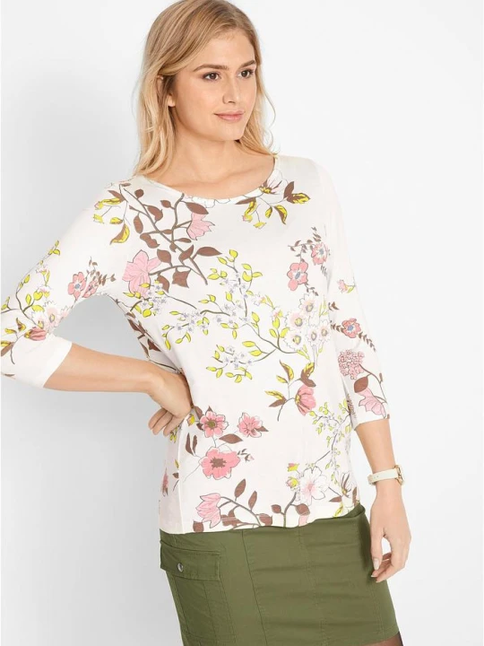 Zdjęcie produktu Shirt w kwiaty BonPrix biały