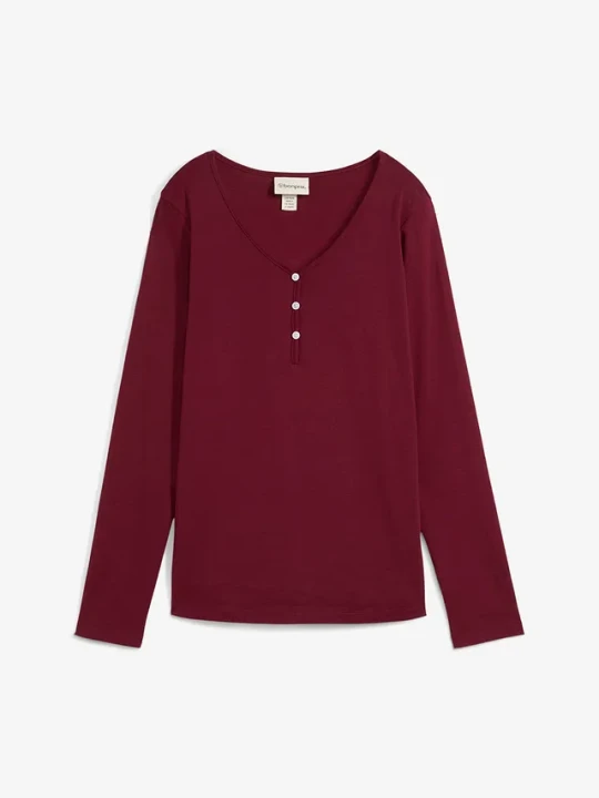 Zdjęcie produktu Shirt z długim rękawem, z czystej bawełny organicznej BonPrix czerwony