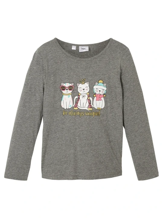 Zdjęcie produktu Shirt z długim rękawem z materiału z wiskozą BonPrix szary